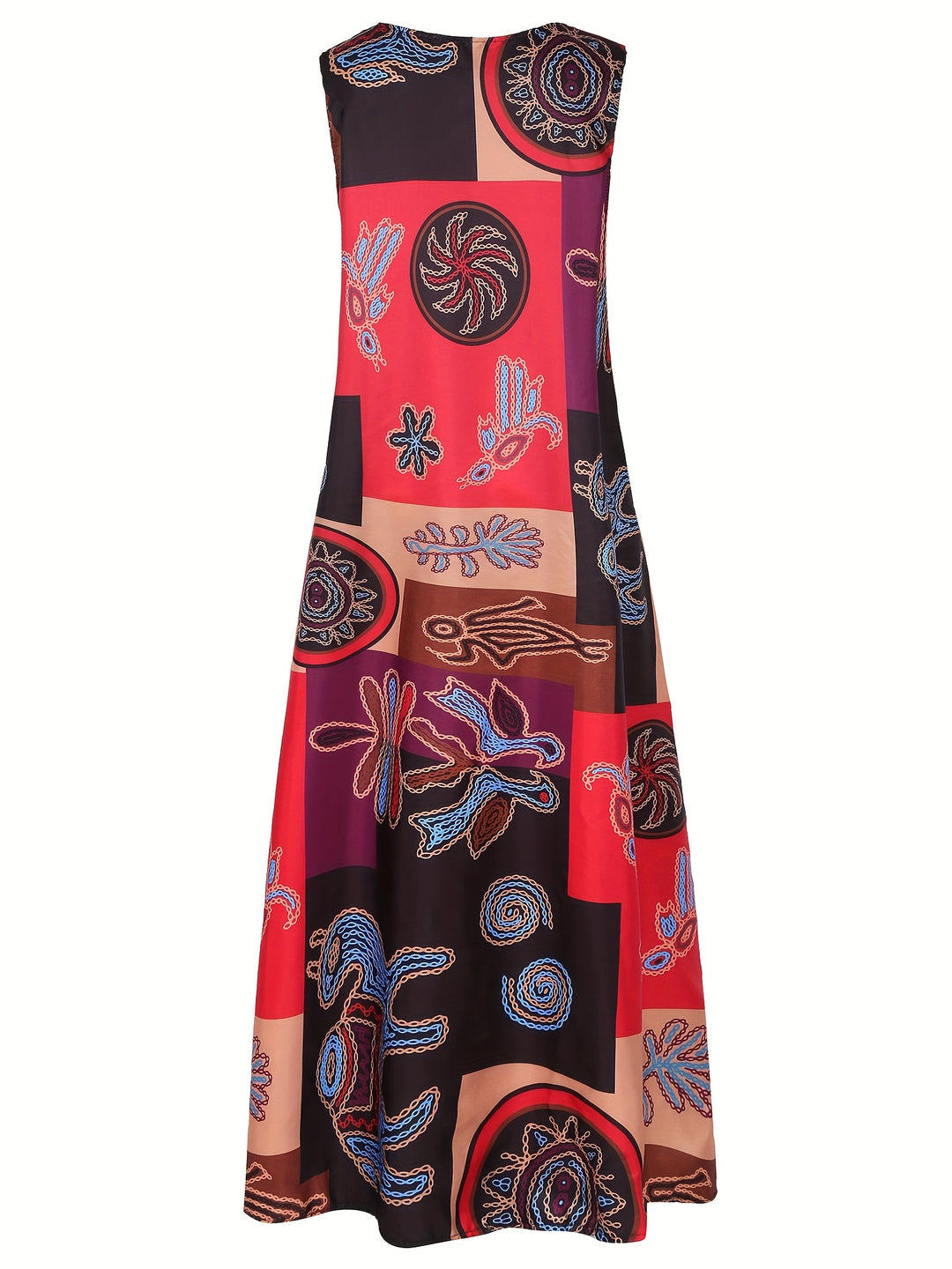 Women's Retro V-Neck Sleeveless A-Line Dress with Pockets