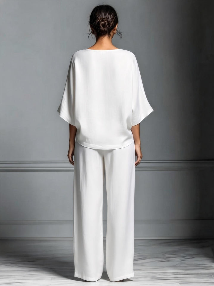 Women's Loose Shirt & Wide-Leg Pants Set