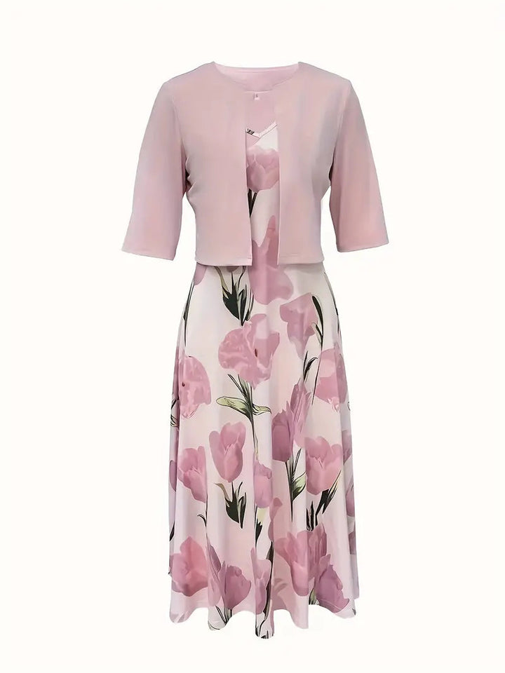 Isabel | Elegant Maxi Dress Set with Floral Print and Matching Jacket