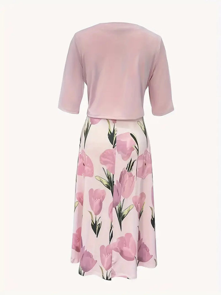 Isabel | Elegant Maxi Dress Set with Floral Print and Matching Jacket
