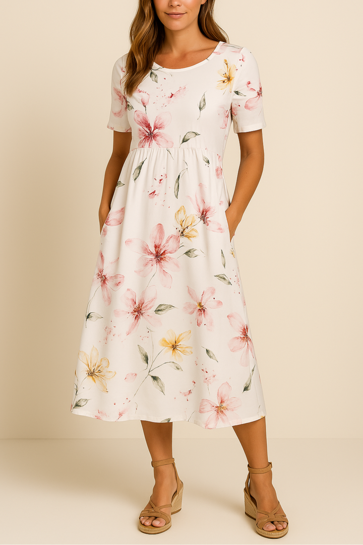 Midi Dress with Floral Pattern for Women