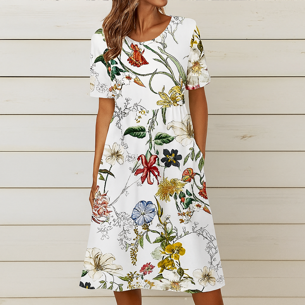 Summer Shift Dress with Floral Print