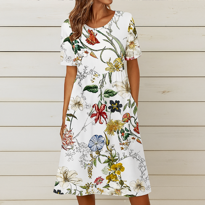 Summer Shift Dress with Floral Print