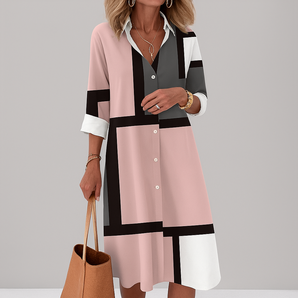 Women's Geometric Pattern Shirt Dress