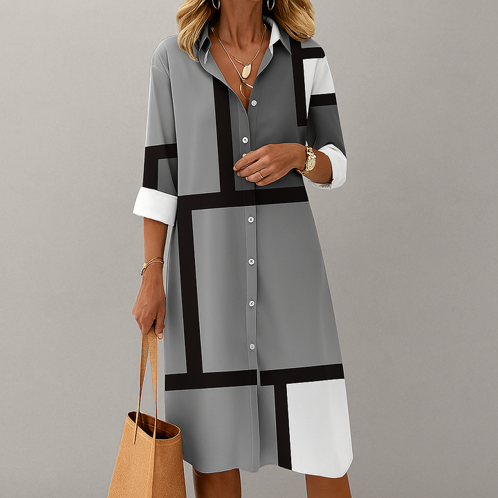 Women's Geometric Pattern Shirt Dress