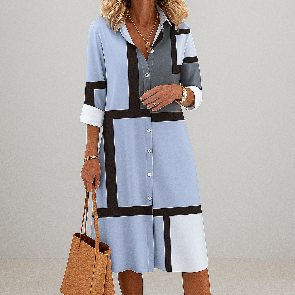Women's Geometric Pattern Shirt Dress