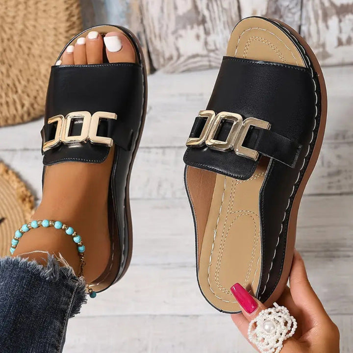 Open toe sandals with wedge heel and soft insole