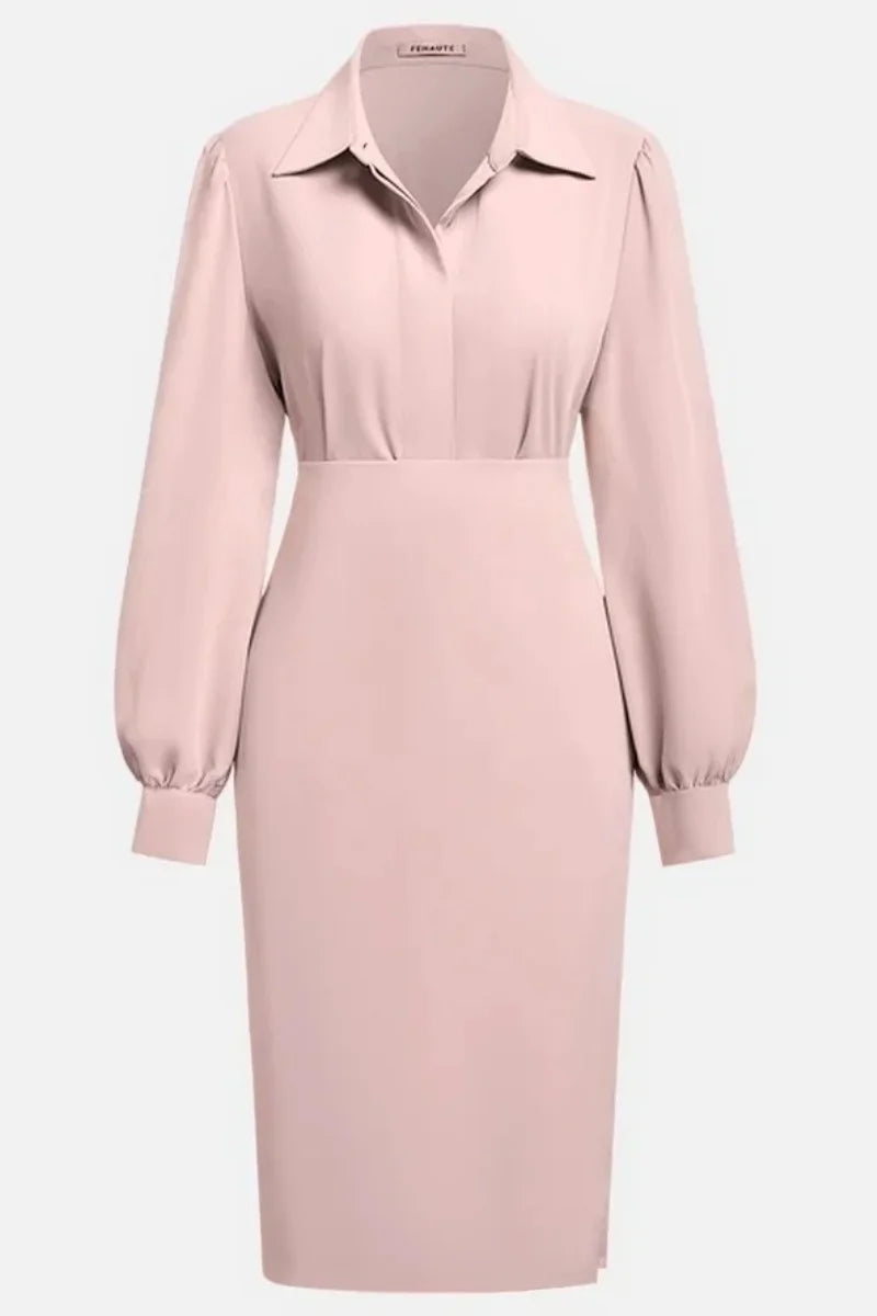 Simple Fashion V-Neck Waist Pleated Dress