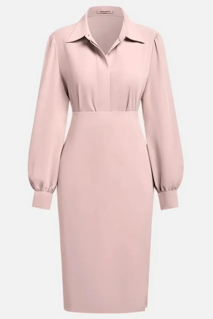 Simple Fashion V-Neck Waist Pleated Dress