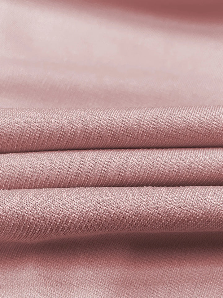 Elegant Pink Waist-Cinching Pleated Slit Sleeve Dress