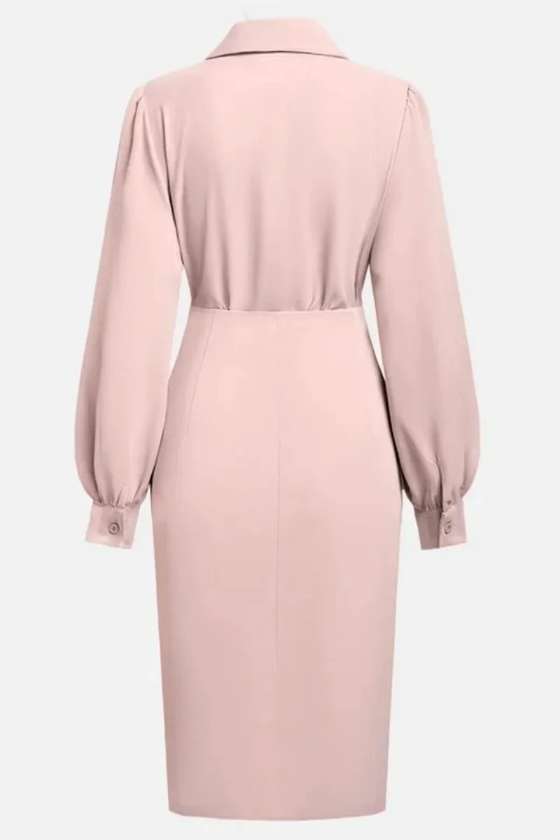 Simple Fashion V-Neck Waist Pleated Dress