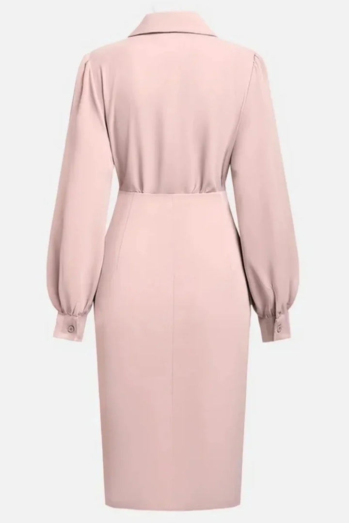 Simple Fashion V-Neck Waist Pleated Dress