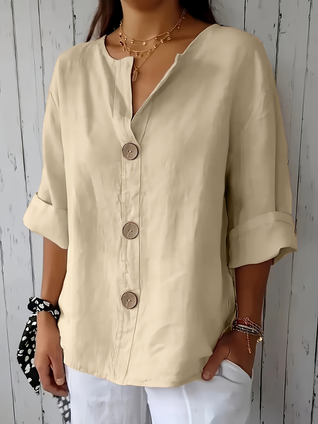 Ana | Casual Shirt with Decorative Button