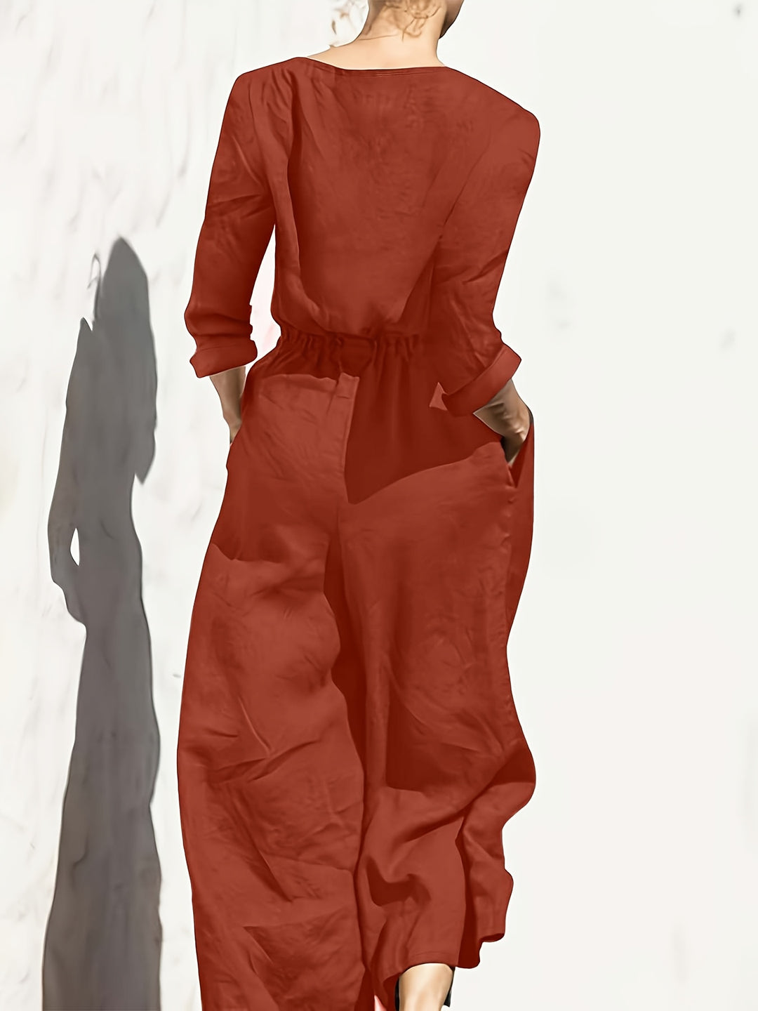 Women's Casual Button Detail Pocket Jumpsuit
