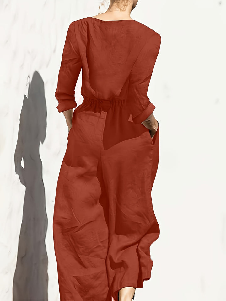 Women's Casual Button Detail Pocket Jumpsuit