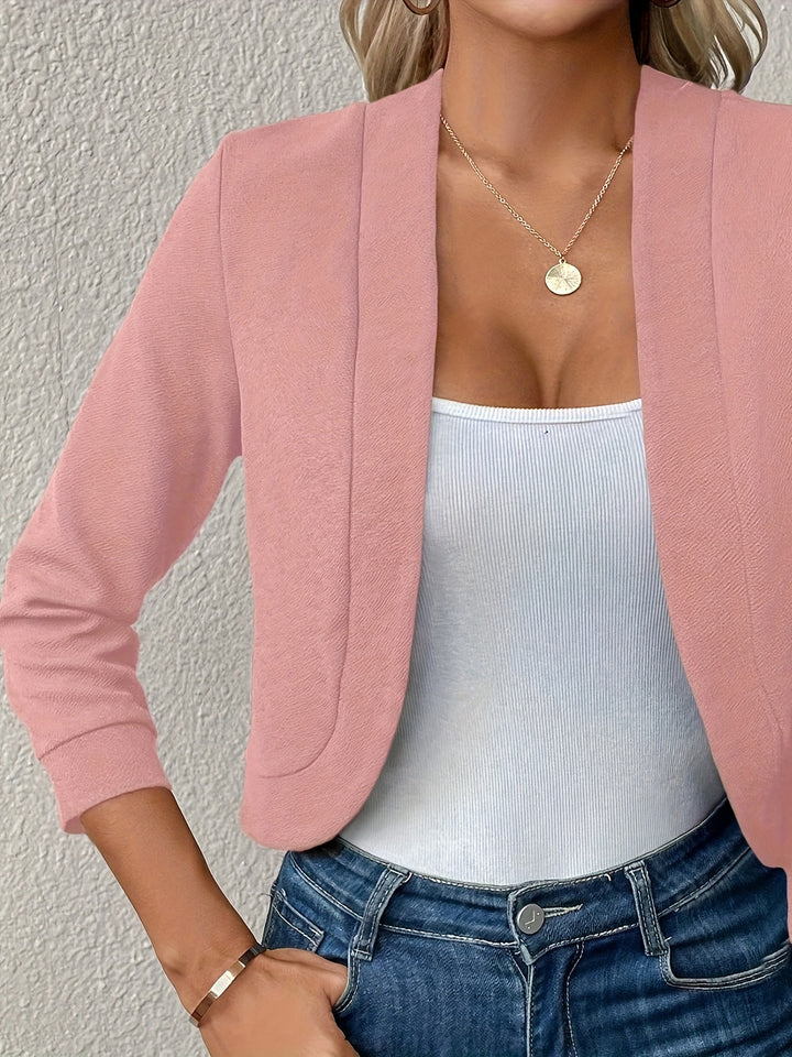 Elegant Tailored Short Blazer with Rounded Corners And Long Sleeves