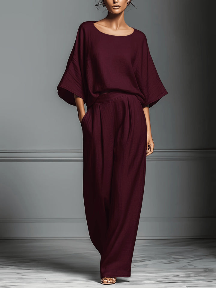 Women's Loose Shirt & Wide-Leg Pants Set