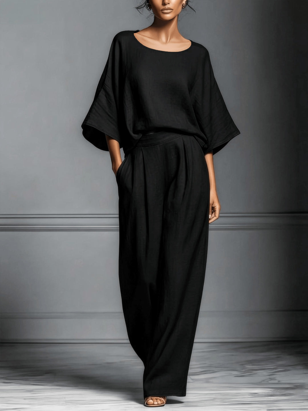 Women's Loose Shirt & Wide-Leg Pants Set