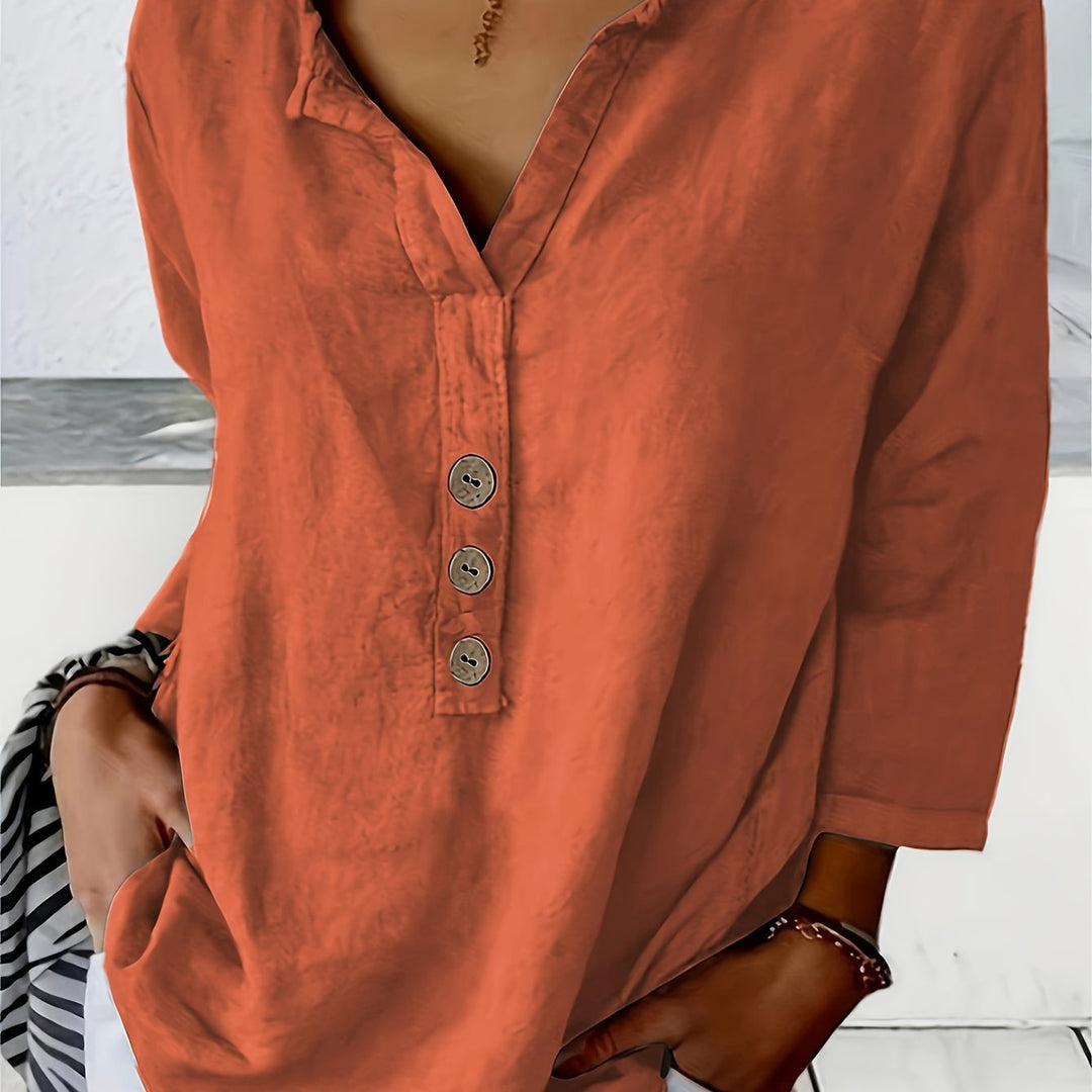 Danny | Oversized V-Neck Loose Blouse