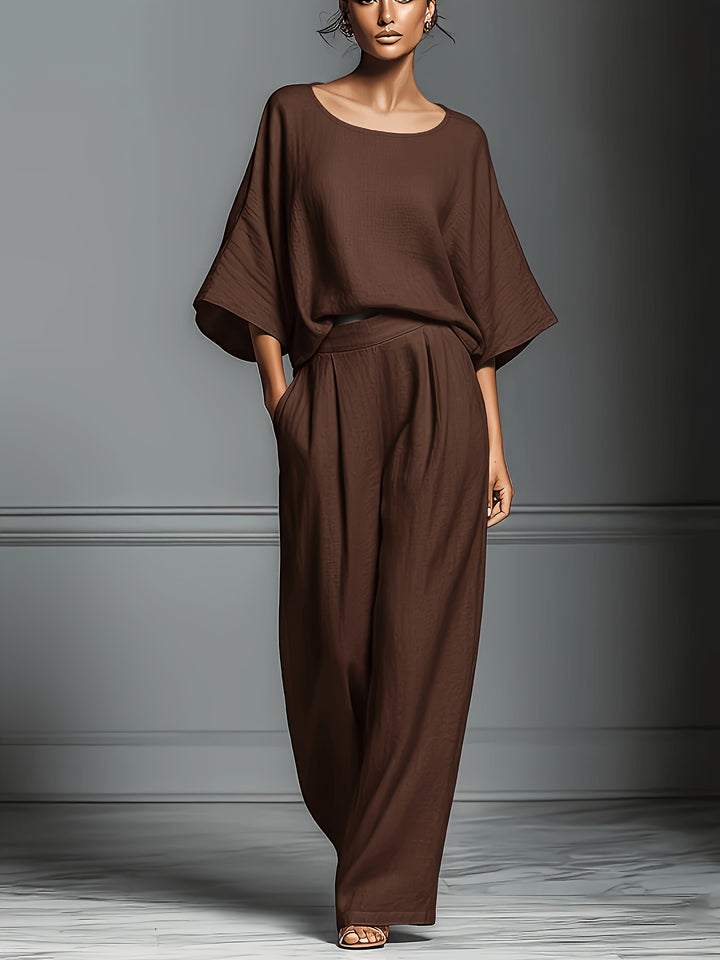 Women's Loose Shirt & Wide-Leg Pants Set