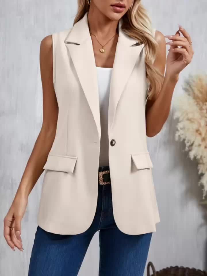 Women's Sleeveless Blazer Vest - Pink Tailored Fit