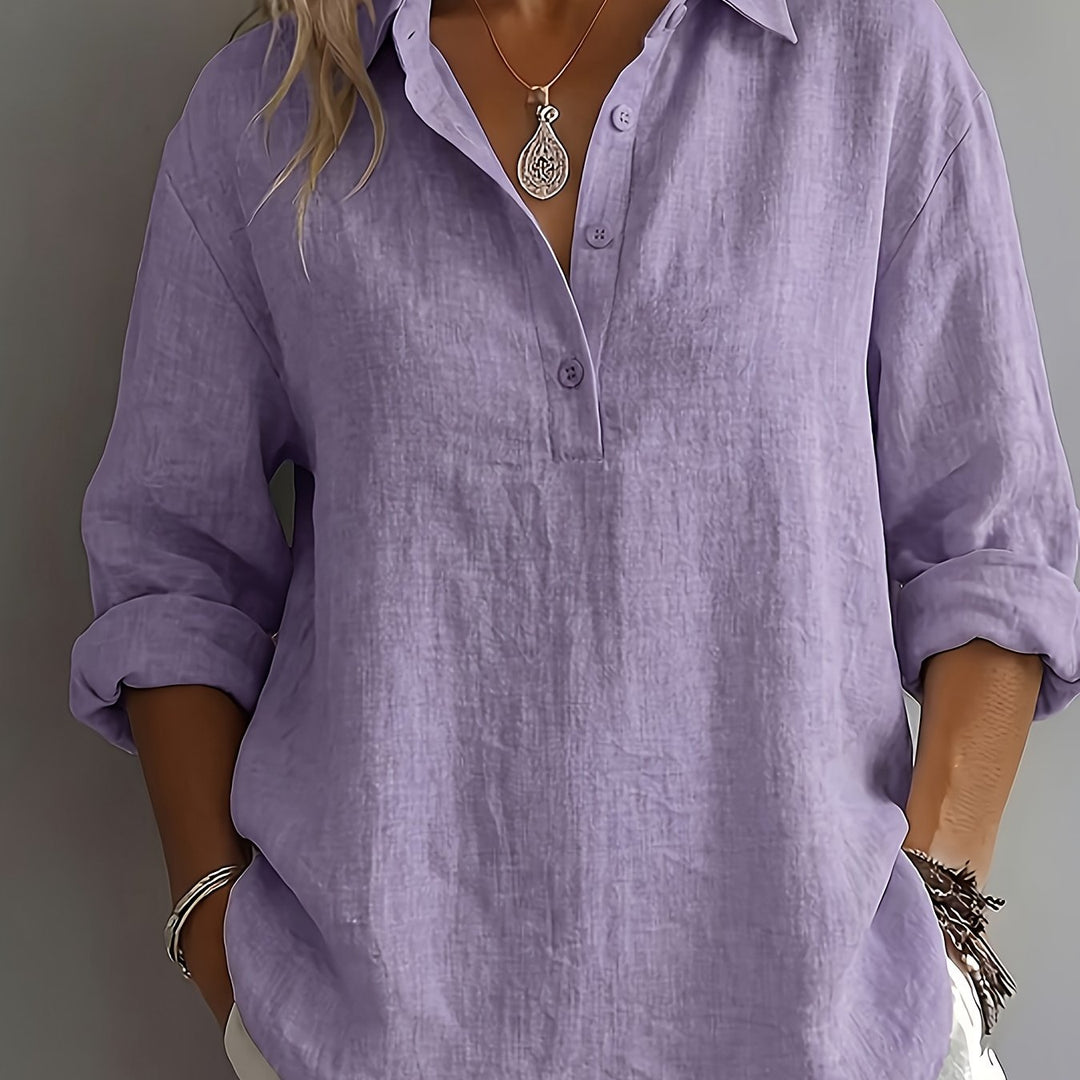 Bea | Loose Long Sleeve Button-Up Blouse