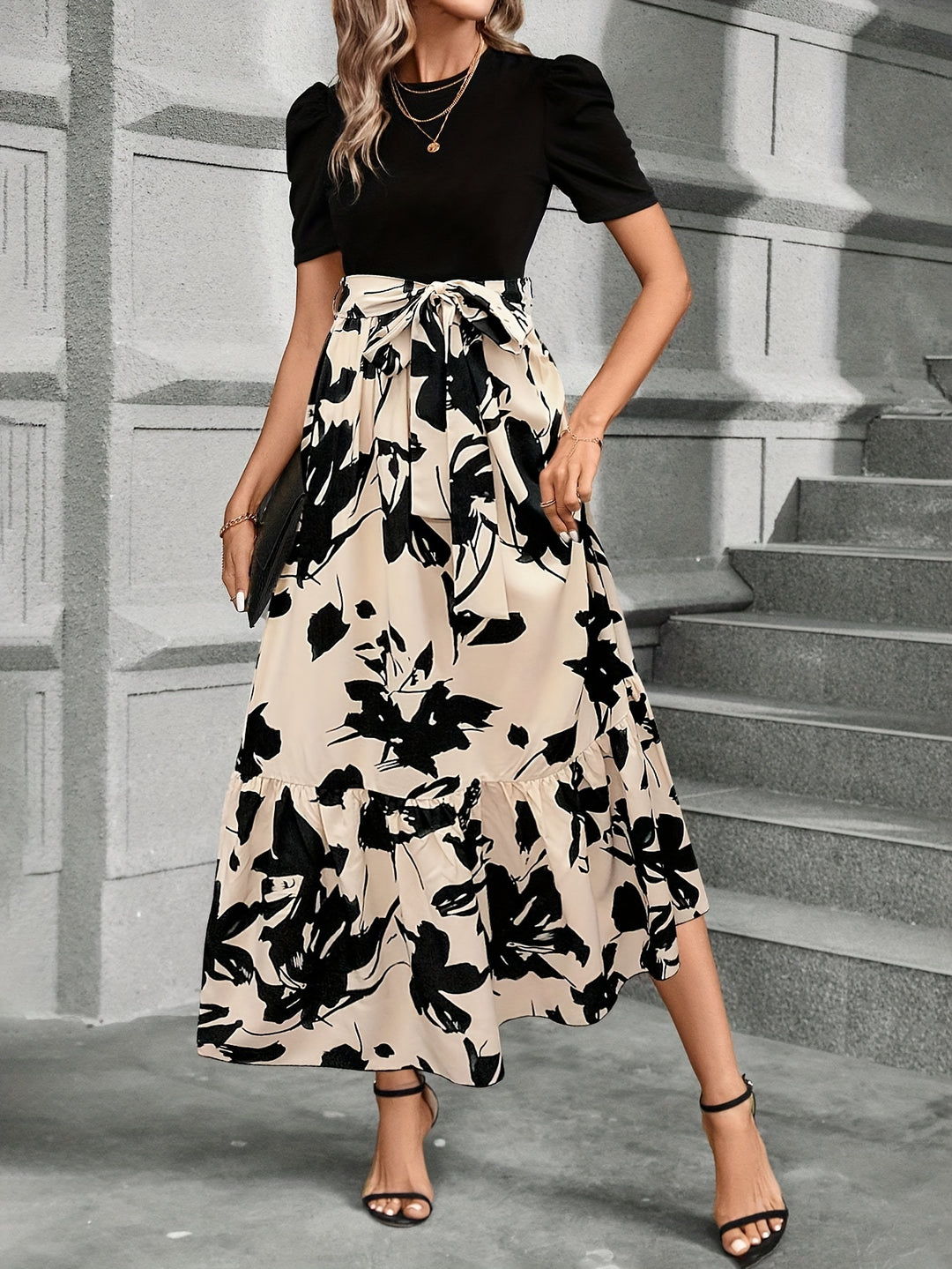 Elegant Printed Directional Dress