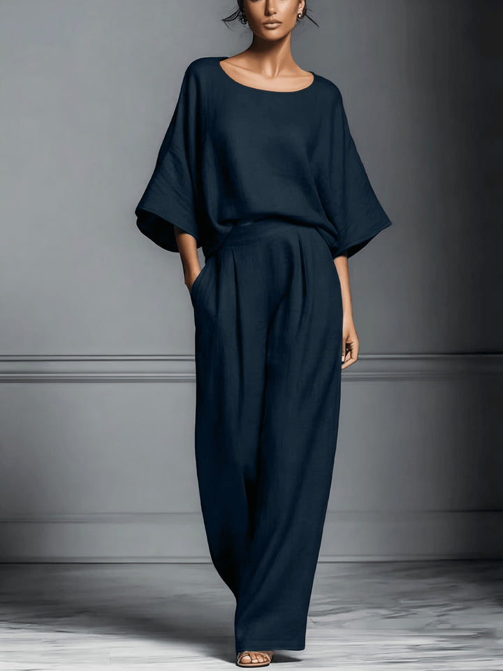 Women's Loose Shirt & Wide-Leg Pants Set