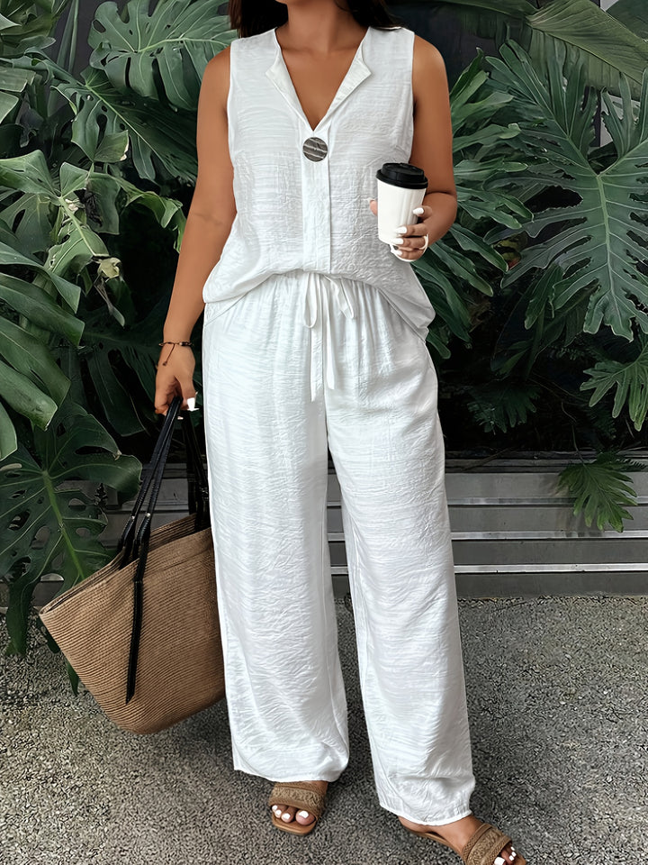 Women's Sleeveless Top & Straight Leg Pants Set