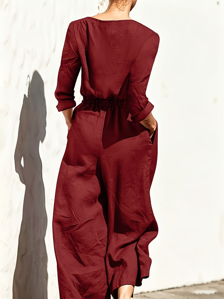 Women's Casual Button Detail Pocket Jumpsuit