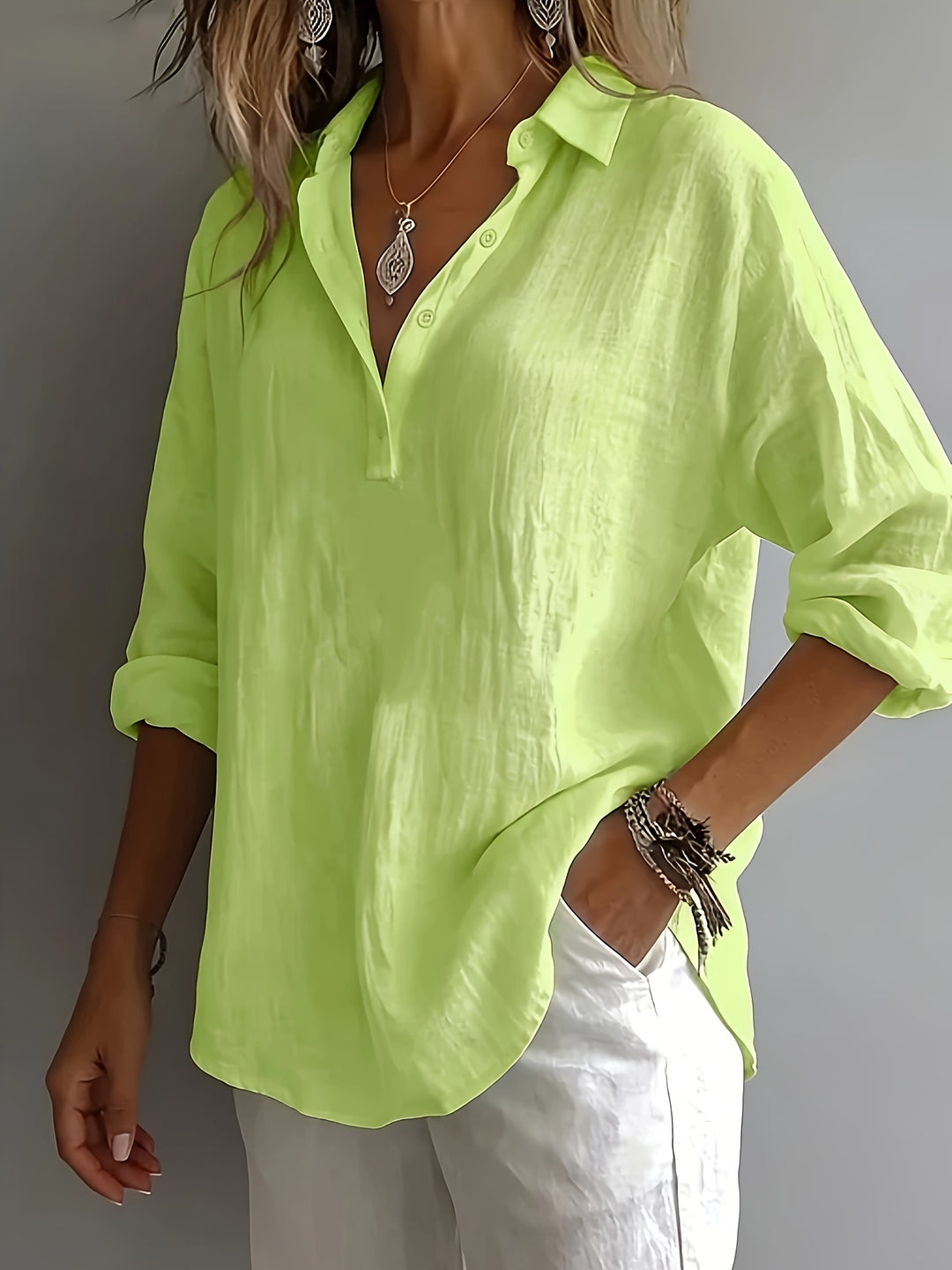 Bea | Loose Long Sleeve Button-Up Blouse