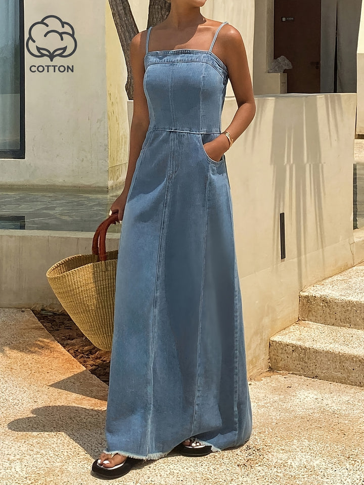 Vintage Acid Wash Denim Maxi Cami Dress