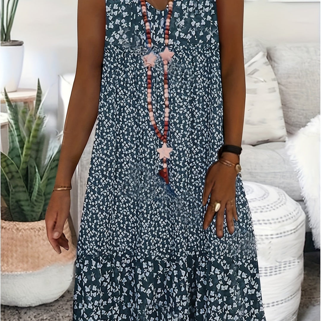 Summer New Directional Print V-Neck Sleeveless Dress