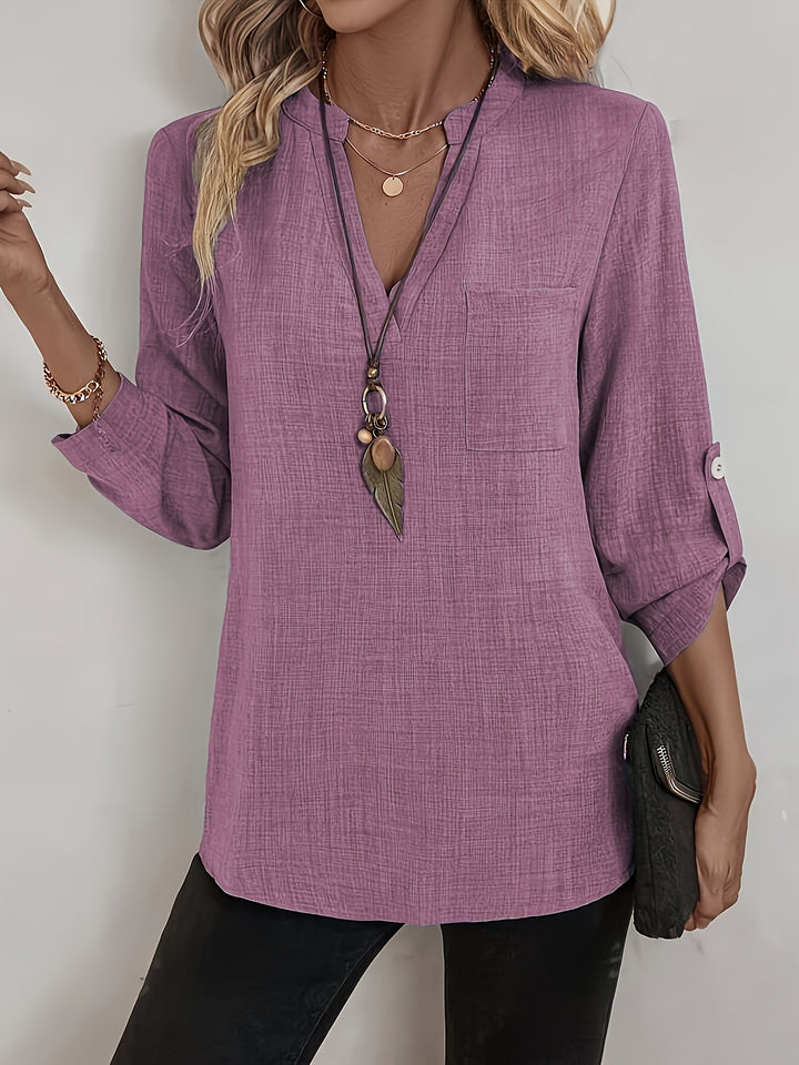 Mary | V-Neck Sleeve Shirt with Pocket