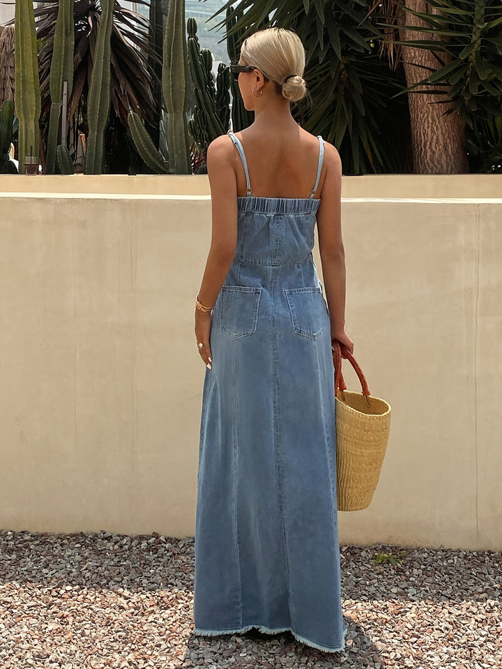Vintage Acid Wash Denim Maxi Cami Dress