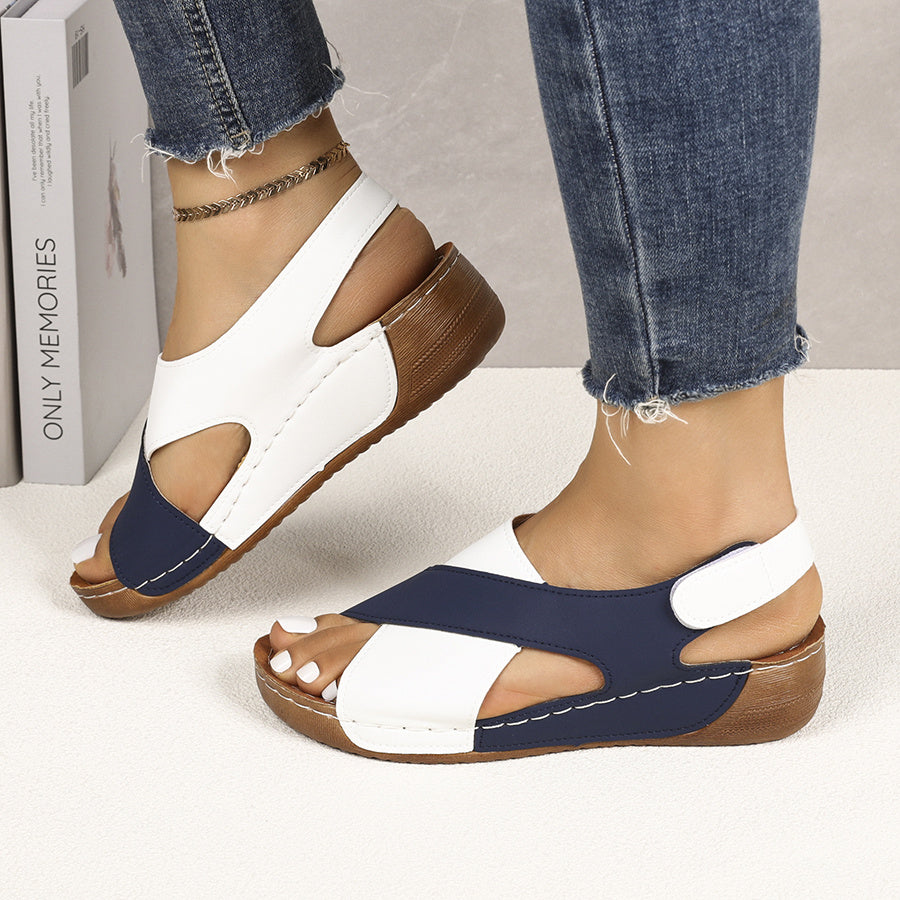 Color Block Thick-Soled Open-Toe Summer Sandals