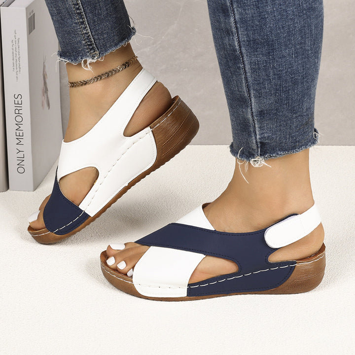 Color Block Thick-Soled Open-Toe Summer Sandals