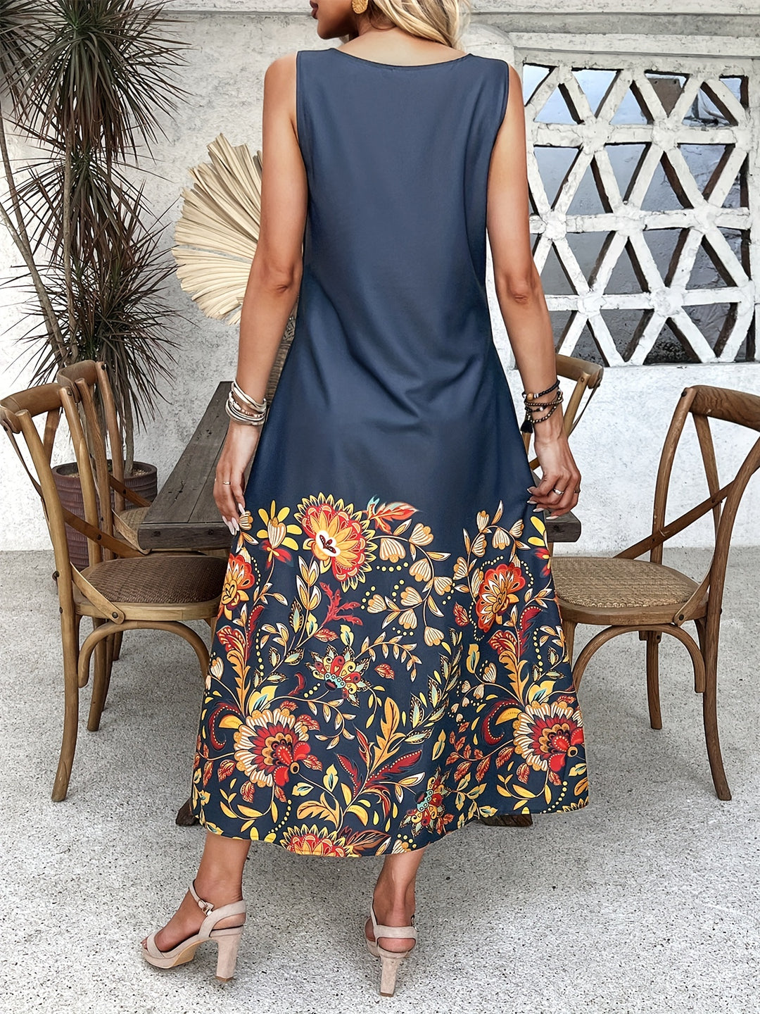 Floral Print Maxi Tank Dress