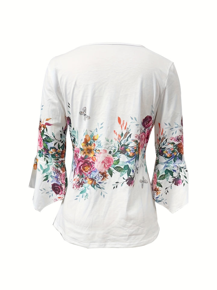 Ina | Floral Print Button Front Blouse