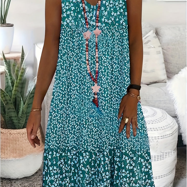 Summer New Directional Print V-Neck Sleeveless Dress