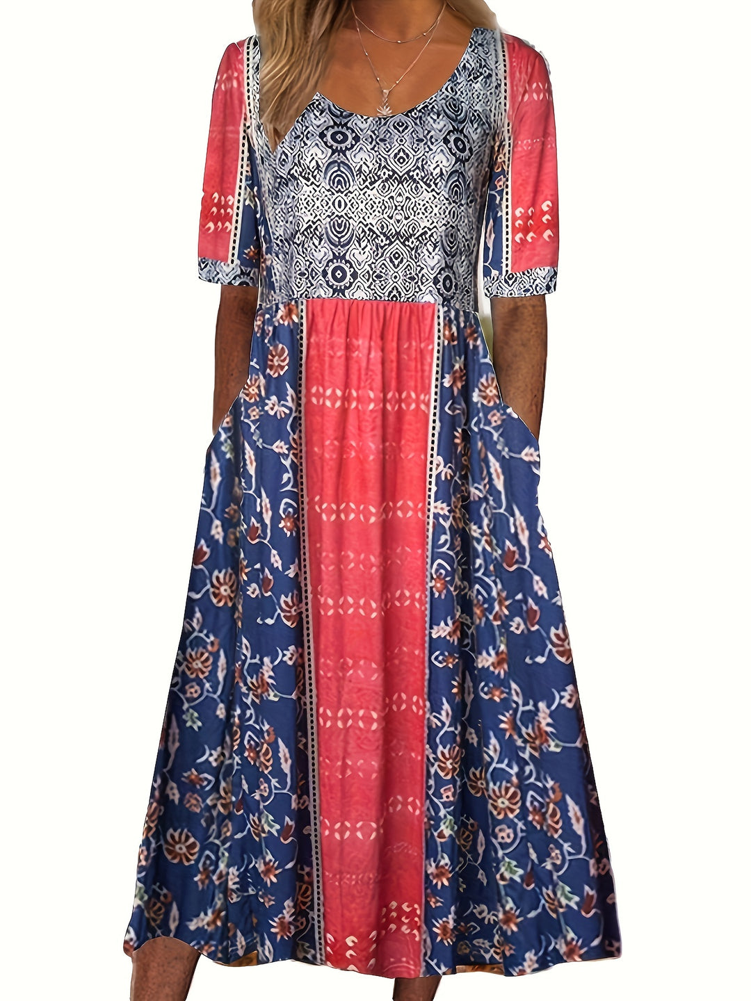 Women's Plus Colorblock Floral Print