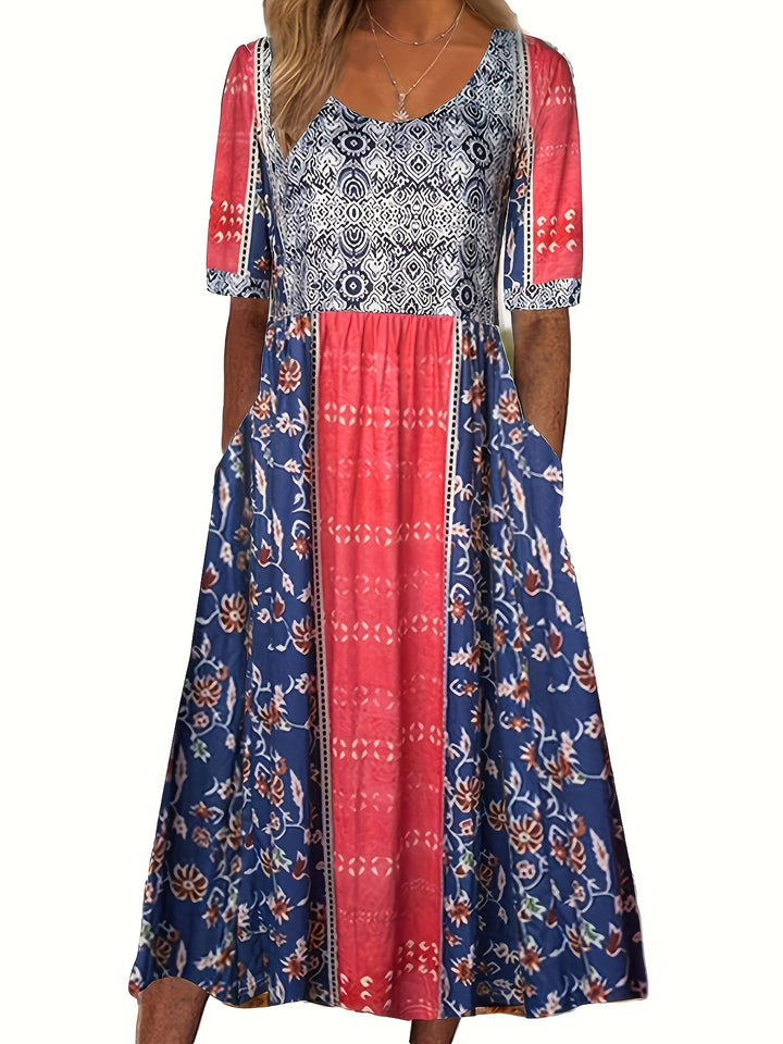 Women's Plus Colorblock Floral Print