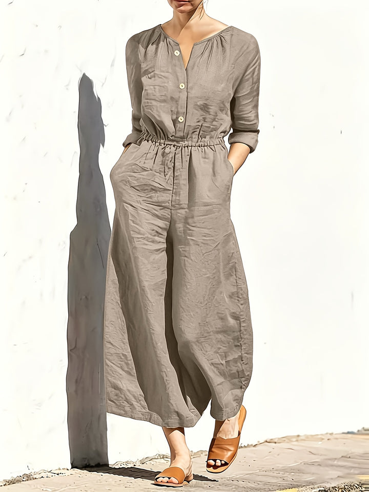 Women's Casual Button Detail Pocket Jumpsuit
