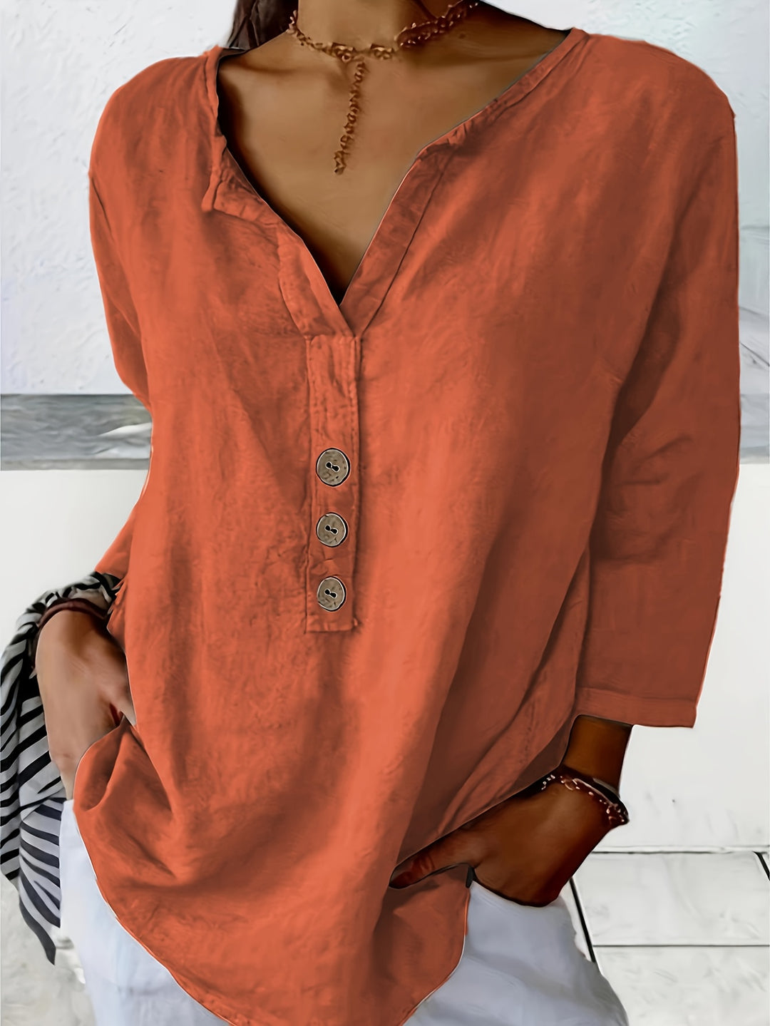 Danny | Oversized V-Neck Loose Blouse