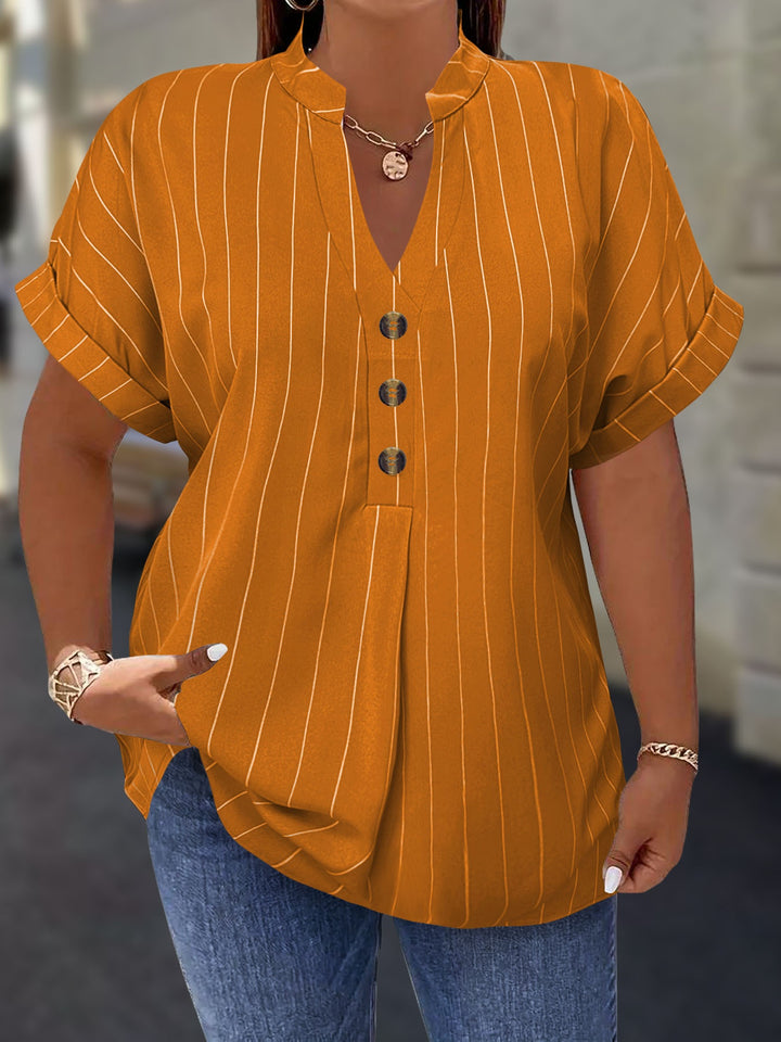Hilda |  Striped Blouse Button Detail