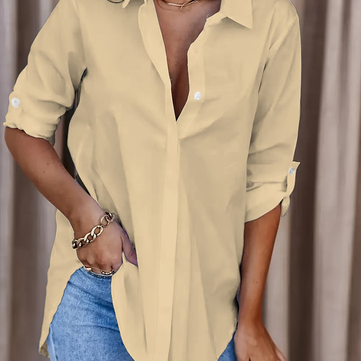Queena | Button Front Collar Shirt