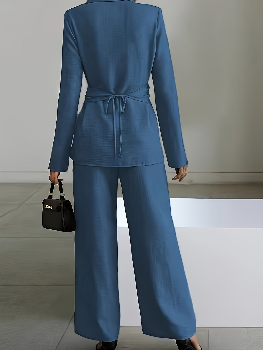 Elegant Easy Short Hem Top And Wide-Leg Pants Set