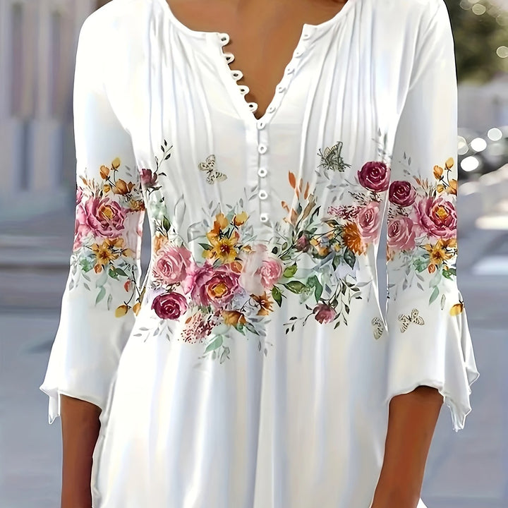 Ina | Floral Print Button Front Blouse