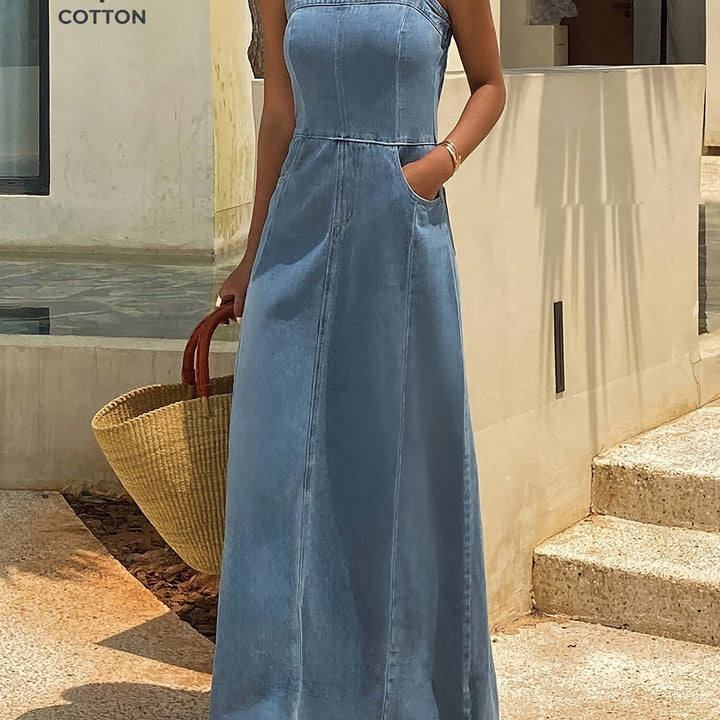 Vintage Acid Wash Denim Maxi Cami Dress
