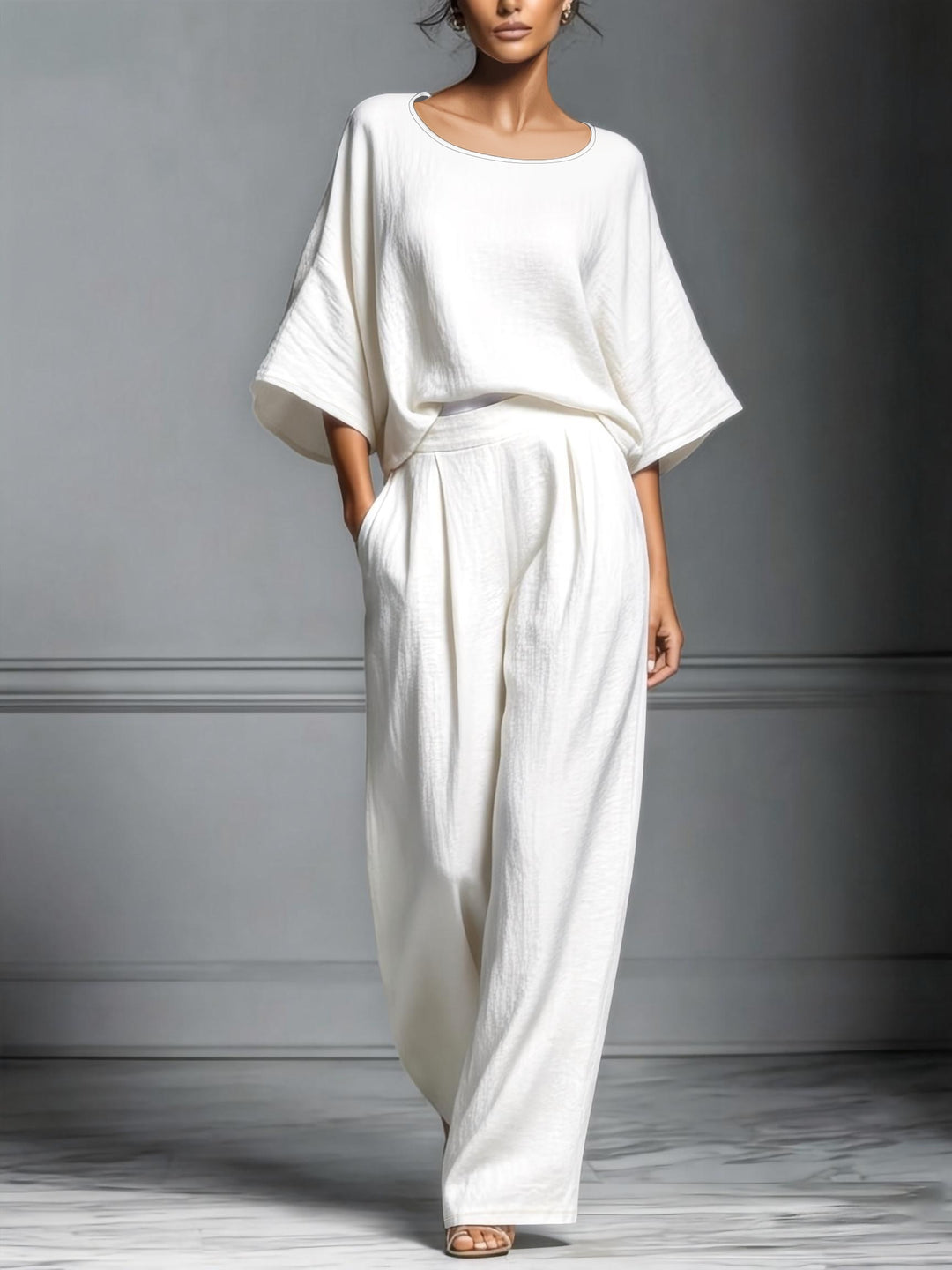 Women's Loose Shirt & Wide-Leg Pants Set